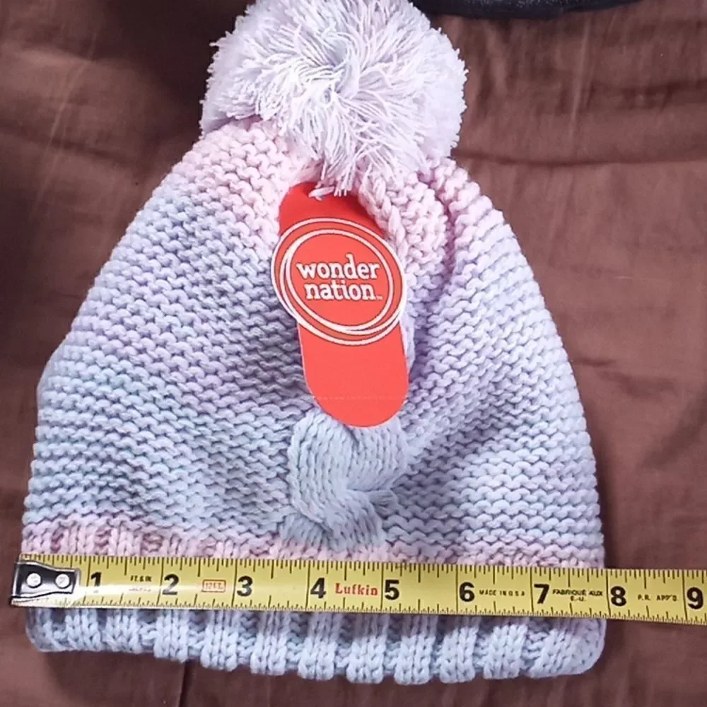 Toddler Girl Warm Winter Hat With Pompom & Gloves Set